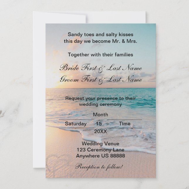Invitación a la boda de playa (Anverso)