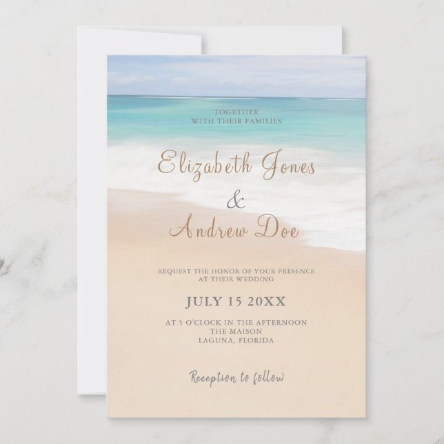 Invitación a la boda de playa/Boda de Oceanside (Anverso)