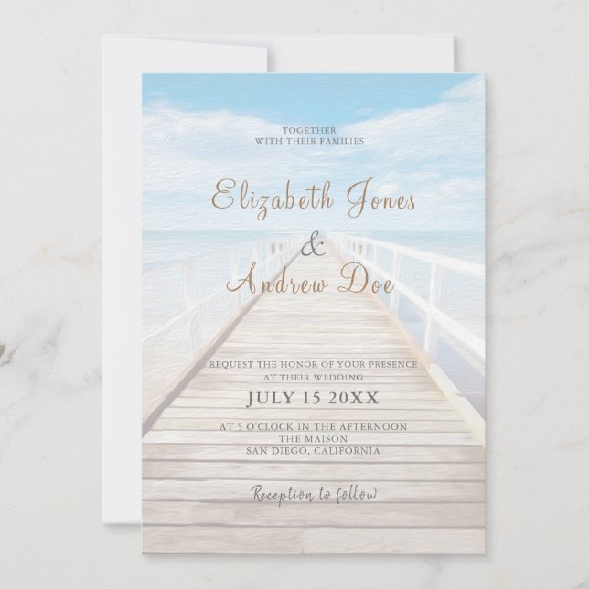 Invitación a la boda de playa/Boda de Oceanside (Anverso)