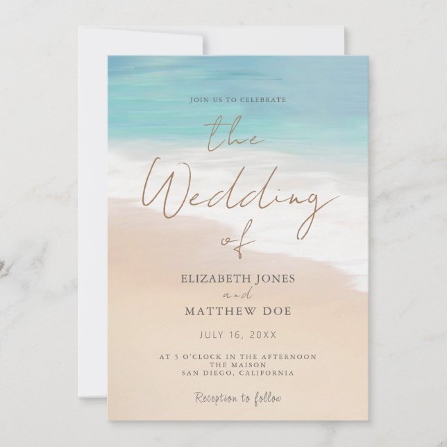 Invitación a la boda de playa/Boda de Oceanside (Anverso)
