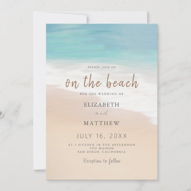 Invitación a la boda de playa/Boda de Oceanside (Anverso)