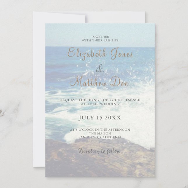 Invitación a la boda de playa/Boda del Océano (Anverso)