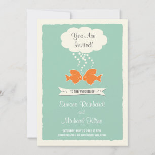 Invitación a la boda de playa con un beso de pesca