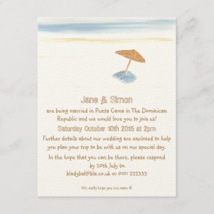 Invitación a la boda de playa en el extranjero