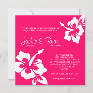 Invitación a la boda de playa Hibiscus Flower Pink