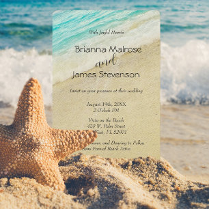 Invitación a la boda de playa simple y elegante