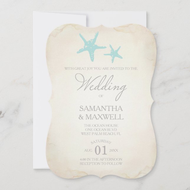 Invitación a la boda de playa - Starfish (Anverso)