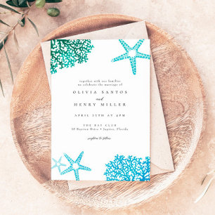 Invitación a la boda de playa, Starfish oceánico,