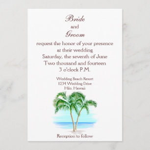 Invitación A La Boda De Playa Y Palmeras