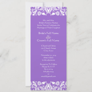 Invitación a la boda de Plum Damask Swirls
