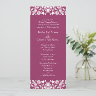 Invitación a la boda de Plum Damask Swirls