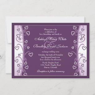 Invitación a la boda de Plum Lavender Purple Heart