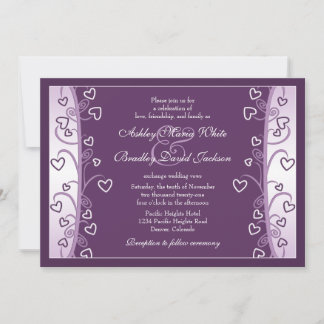 Invitación a la boda de Plum Lavender Purple Heart