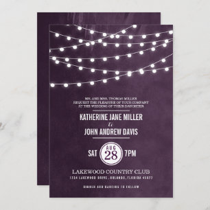 Invitación a la boda de Plum String Lights