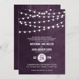 Invitación a la boda de Plum String Lights