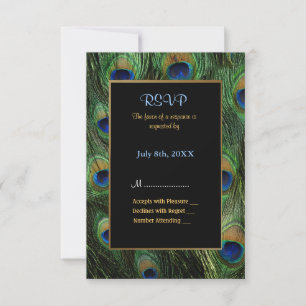 Invitación a la boda de plumas de pavo real - RSVP