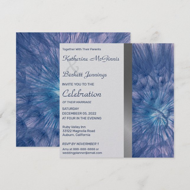 Invitación a la boda de plumas elegantes (Anverso / Reverso)