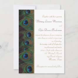 Invitación a la boda de plumas, plumas de pavo rea