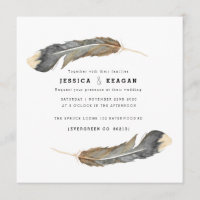 Invitación a la boda de plumas urbanas