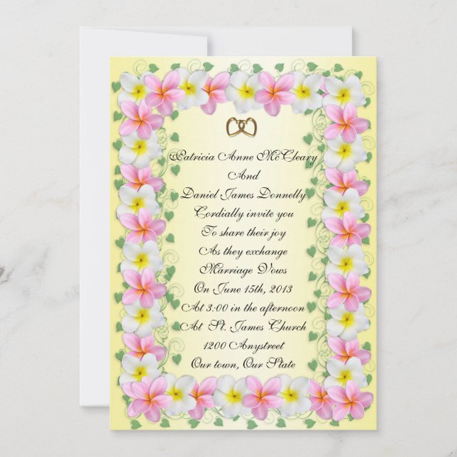 Invitación a la boda de Plumeria Frangipani (Anverso)