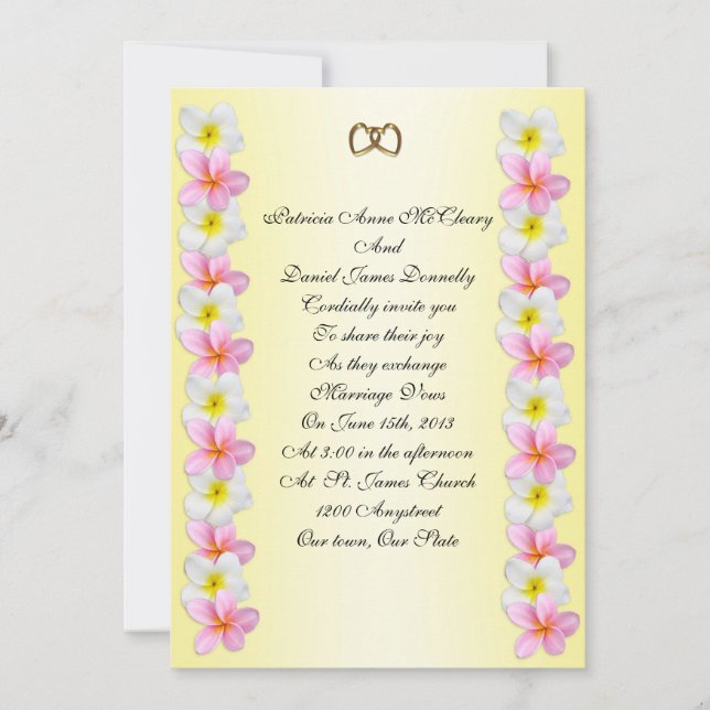 Invitación a la boda de Plumeria Frangipani (Anverso)