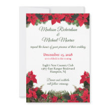 Invitación a la boda de Poinsettias Rojas y Verdor