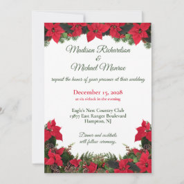 Invitación a la boda de Poinsettias Rojas y Verdor