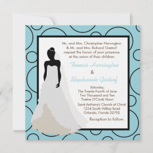 Invitación a la boda de pok-a-dot azul claro 5x5