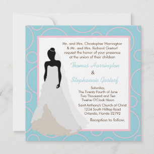 Invitación a la boda de pok-a-dot azul claro 5x5