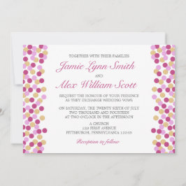 Invitación a la boda de polka morada y dorada