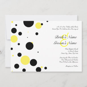 Invitación a la boda de polka negra y amarilla