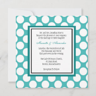 Invitación a la boda de polka verde azulada