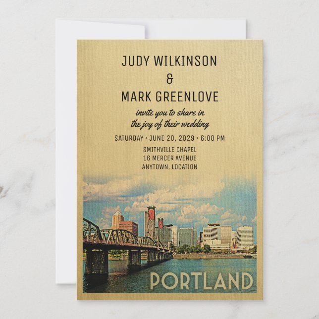 Invitación a la boda de Portland Oregon (Anverso)