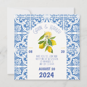 Invitación a la boda de Portugal   Baldosas azules