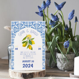 Invitación a la boda de Portugal | Baldosas azules