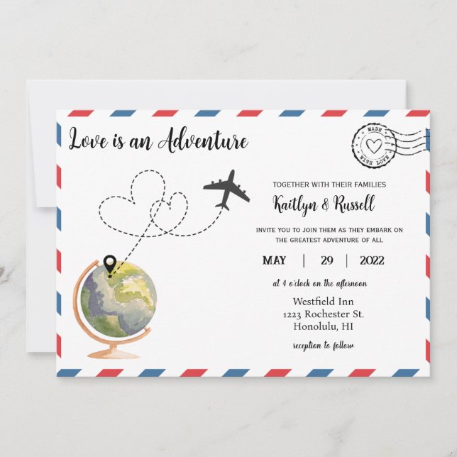 Invitación a la boda de postales- Boda de destino (Anverso)