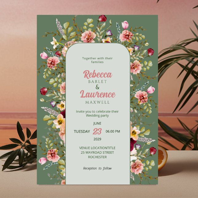 invitación a la boda de prados florales de moda (Subido por el creador)