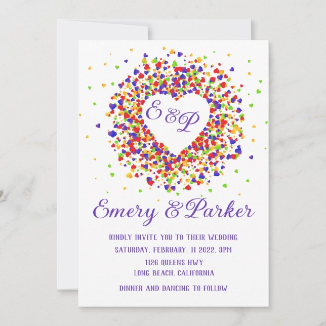 Invitación a la boda de Pride Heart Wreath (Anverso)