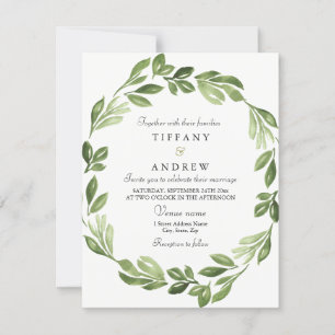 Invitación a la boda de primavera de color verde a