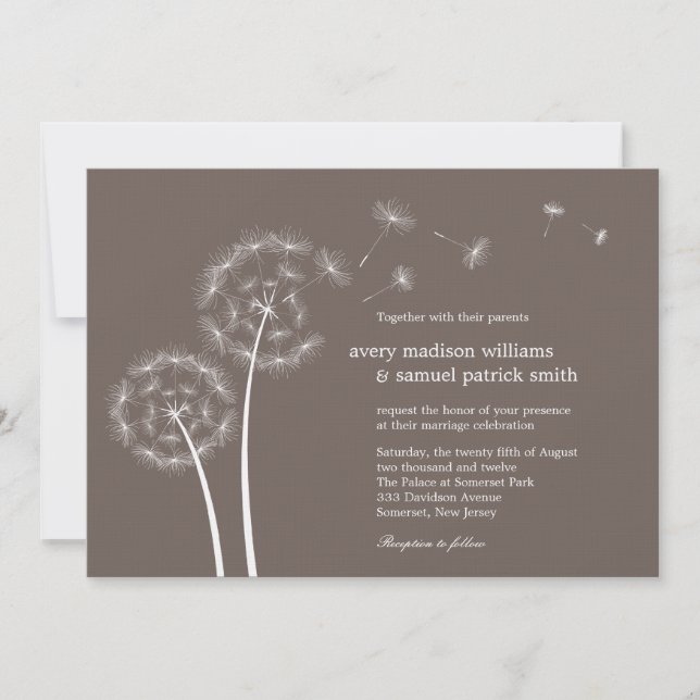 Invitación a la boda de primavera de Dandelion (Anverso)