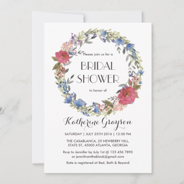 Invitación a la boda de primavera de la flor vinta (Anverso)