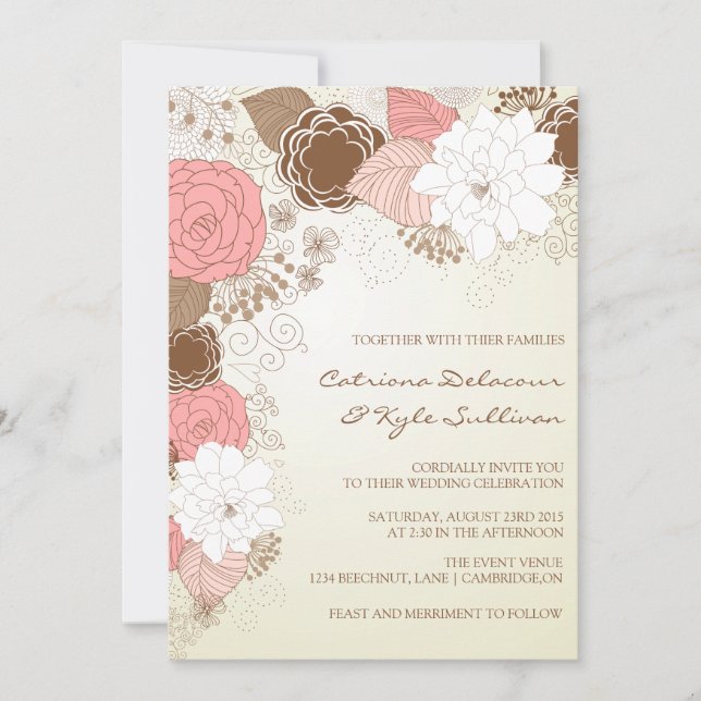 Invitación a la boda de primavera de las flores ro (Anverso)