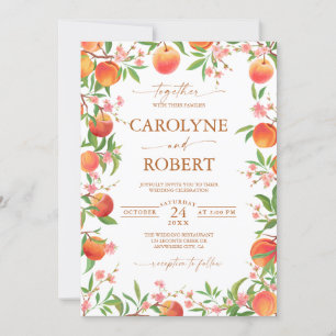 Invitación a la boda de primavera de melocotones y
