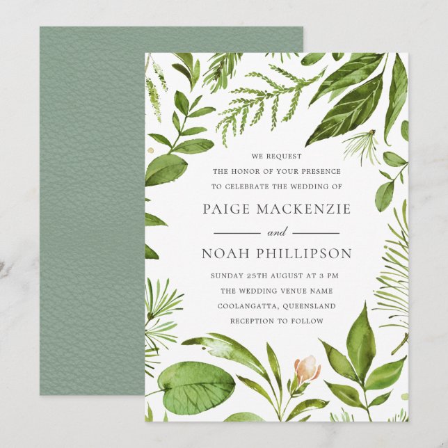 Invitación a la boda de primavera de verano en la  (Anverso / Reverso)