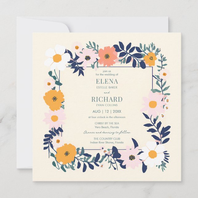 Invitación a la boda de primavera de Wildlfower (Anverso)