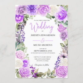 Invitación a la boda de Primavera Floral Púrpura