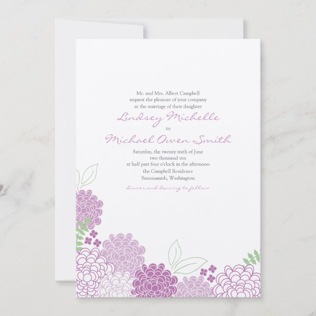 Invitación a la boda de primaverales (Anverso)