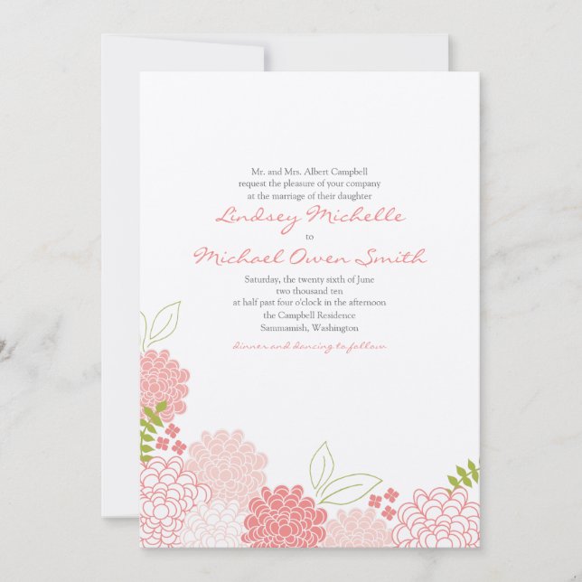 Invitación a la boda de primaverales (Anverso)