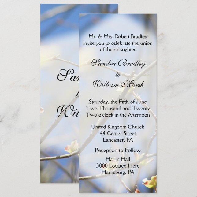 Invitación a la boda de primaveras (Anverso / Reverso)