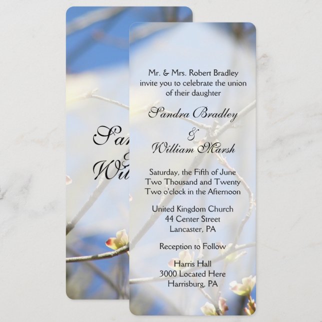 Invitación a la boda de primaveras (Anverso / Reverso)